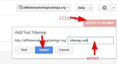 add/test sitemap in google webmaster tool