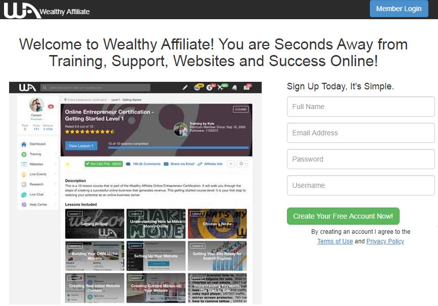 Create free wealthy affiliate account