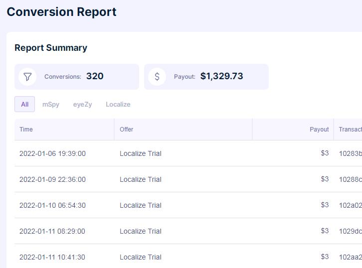 my conversion reports for spy app affiliate programs