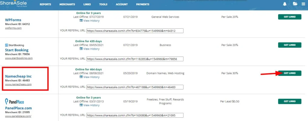 how to make deep affiliate link on ShareASale 2