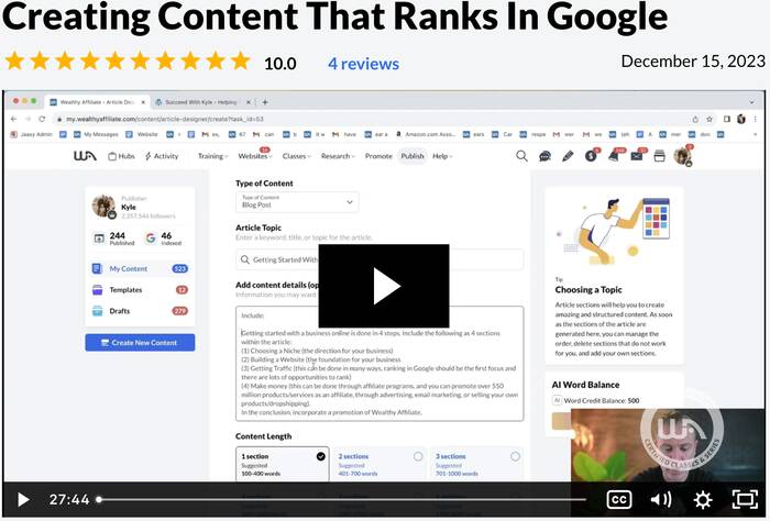 WA Training video course: Creating Content That Ranks In Google